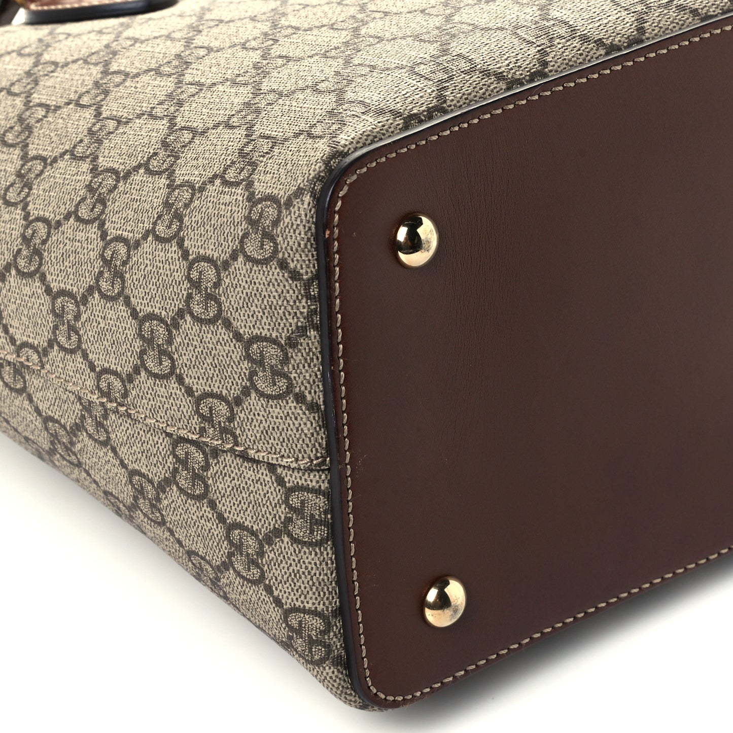 GG Supreme Monogram Linea A Foldover Tote Brown