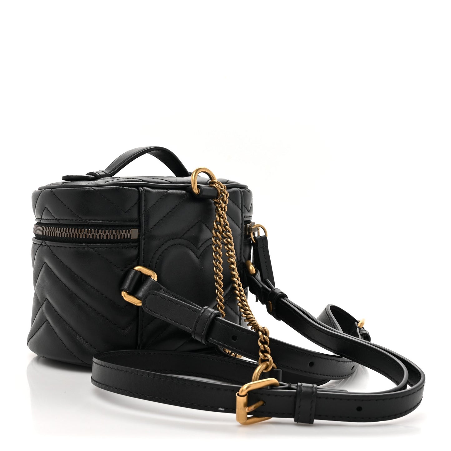 Calfskin Matelasse Mini GG Marmont Round Backpack Black