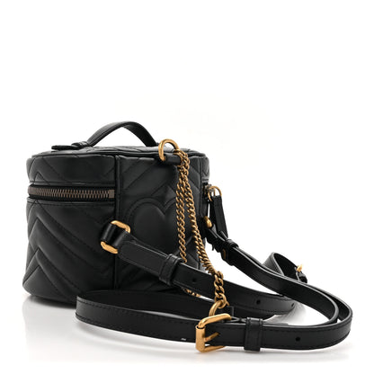 Gucci Calfskin Matelasse Mini GG Marmont Round Backpack Black 3 of 11