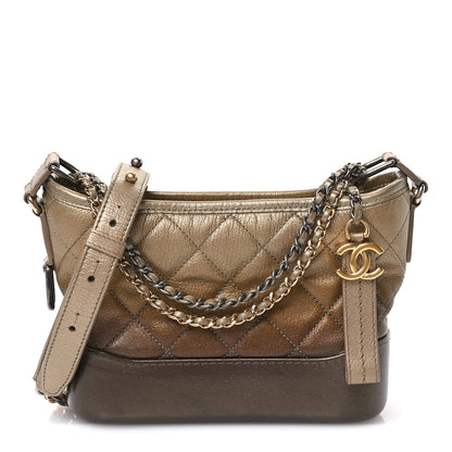 Chanel Metallic Goatskin Quilted Small Gabrielle Hobo Gold Bronze 1 of 10