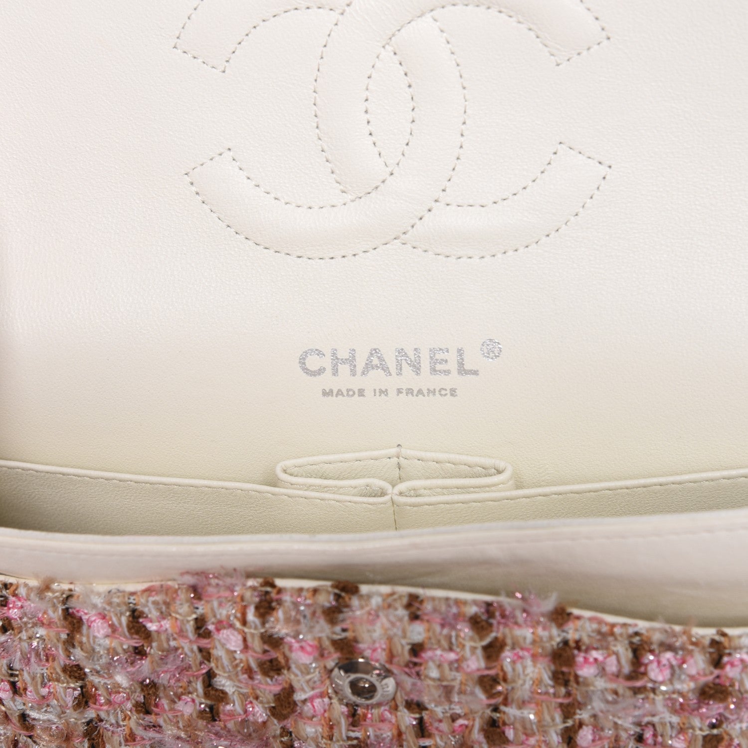 Chanel Tweed Quilted Medium Double Flap Pink Gold 6 of 8