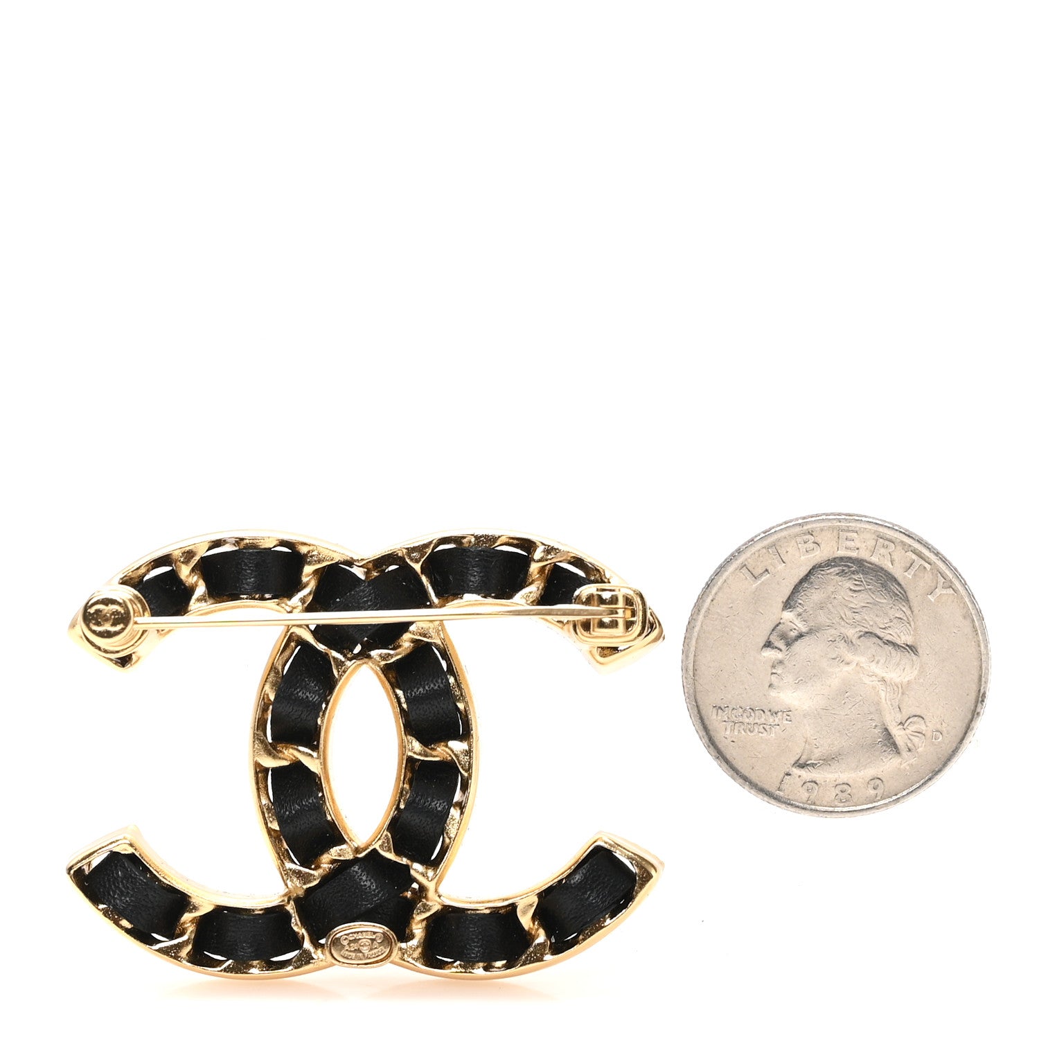Chanel Lambskin Chain CC Brooch Black Gold 2 of 4