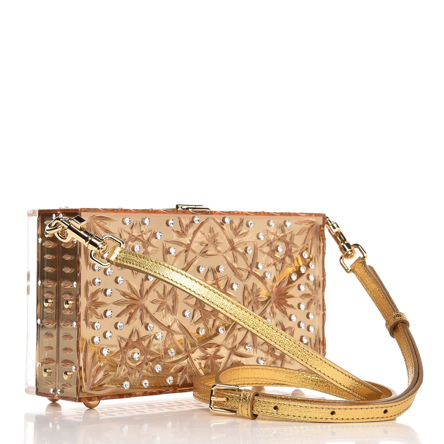 Dolce & Gabbana Metallic Plexiglass Crystal Embellished Shoulder Bag 4 of 8