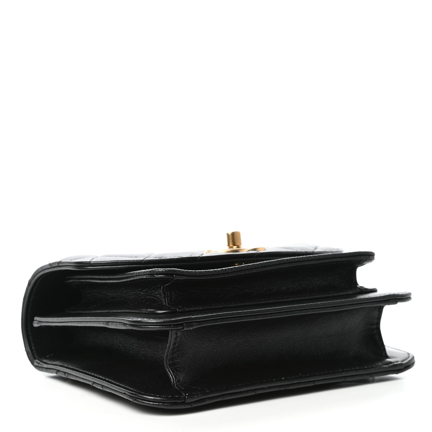 Calfskin Caviar Quilted Mini Chain Handle Flap Black