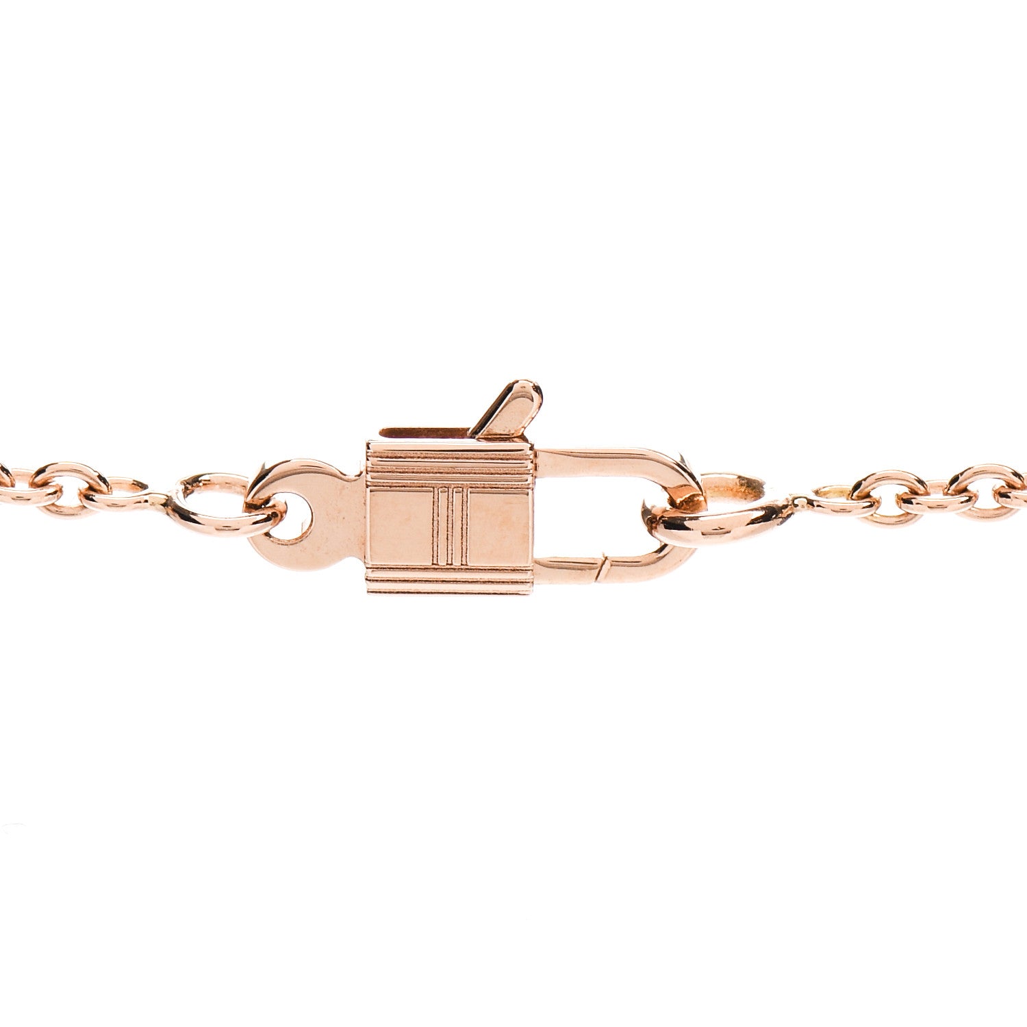 Hermes 18K Rose Gold Diamond Amulettes Cadenas Pendant Necklace 4 of 5