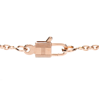 Hermes 18K Rose Gold Diamond Amulettes Cadenas Pendant Necklace 4 of 5