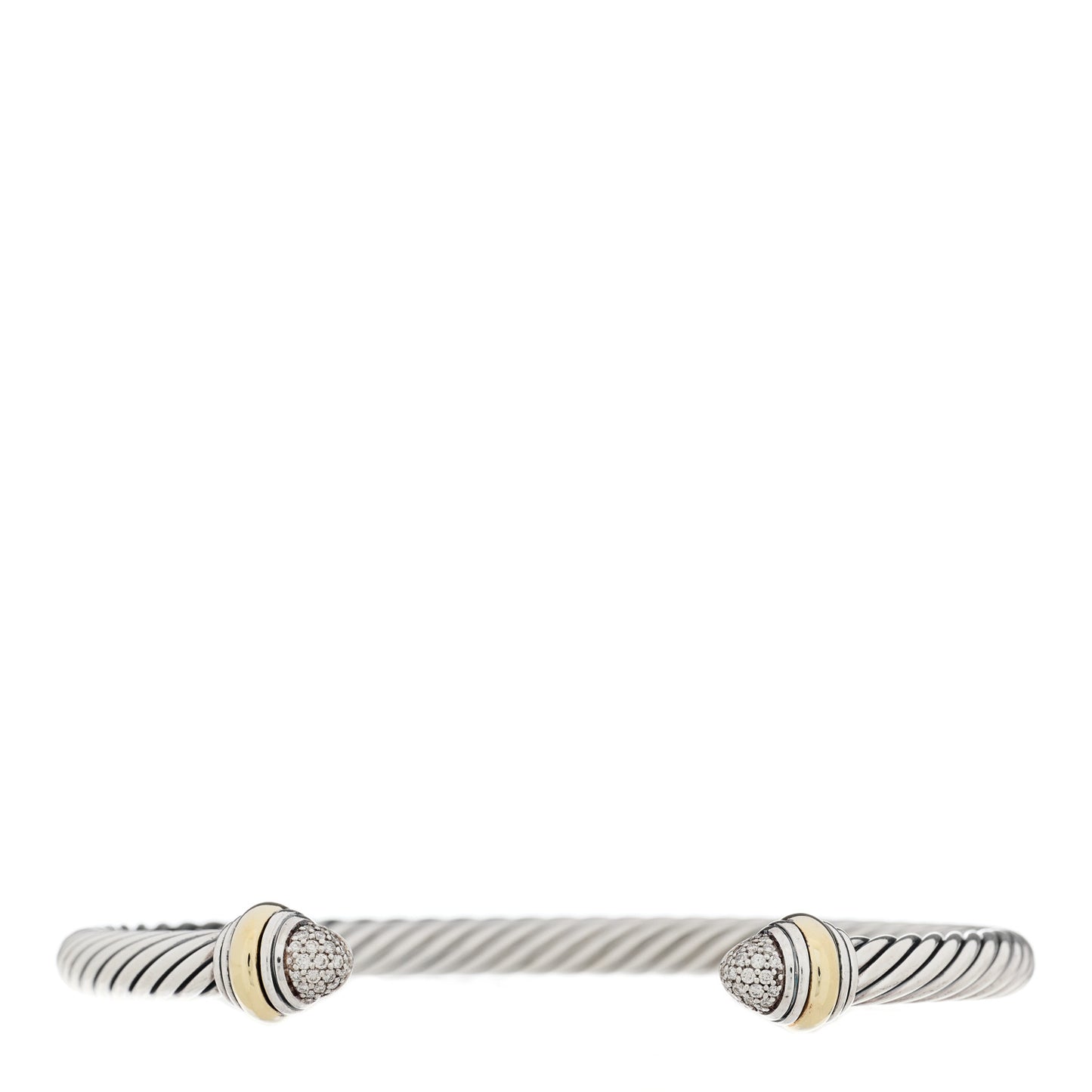 Sterling Silver 14K Yellow Gold Diamond 5mm Cable Classics Bracelet