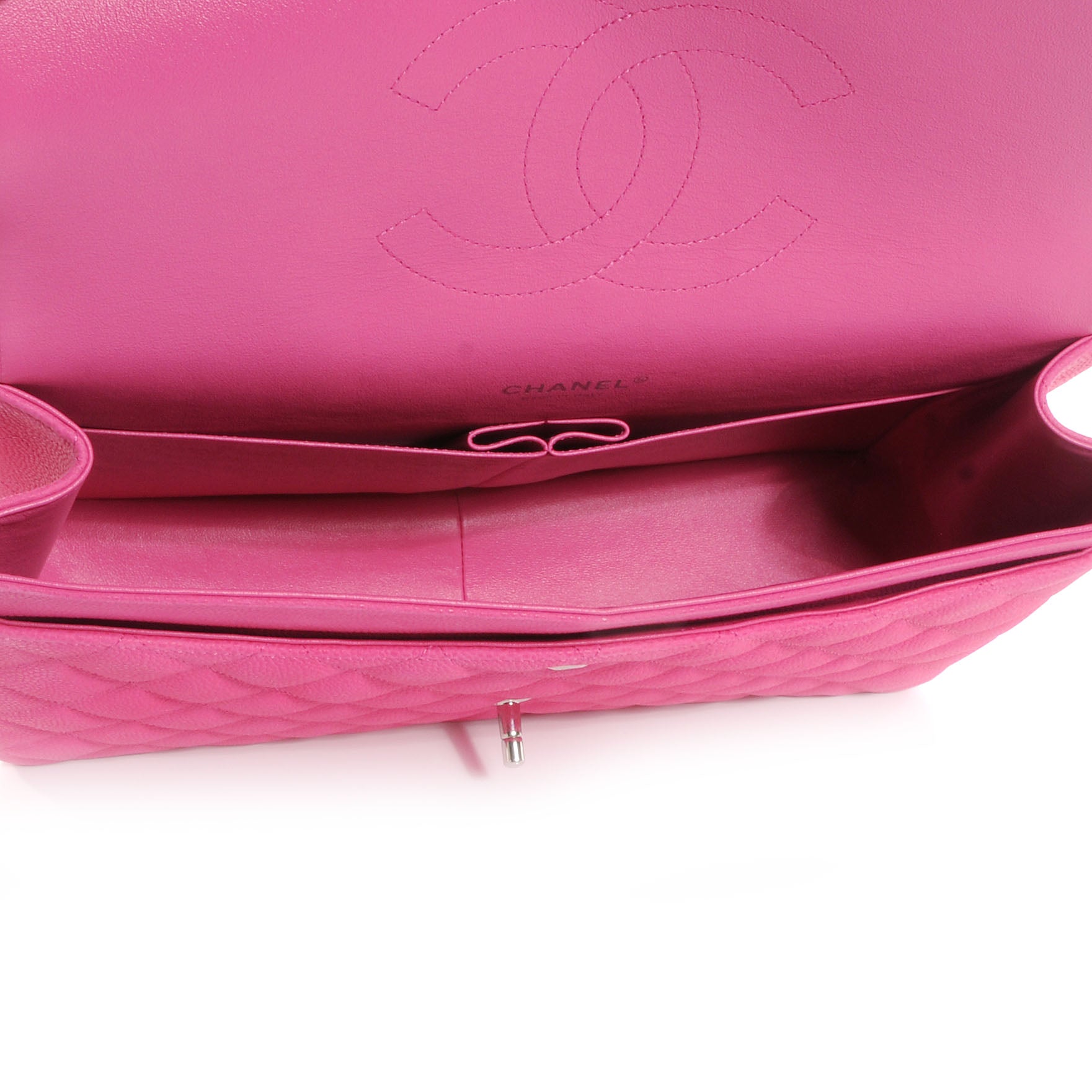 Chanel Iridescent Caviar Maxi Double Flap Hot Pink 5 of 8