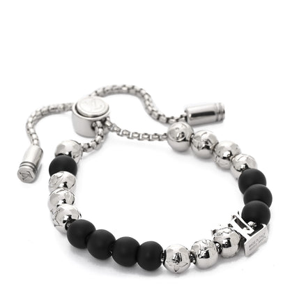 Louis Vuitton Metal Resin Monogram Beads Bracelet Black Silver 1 of 4