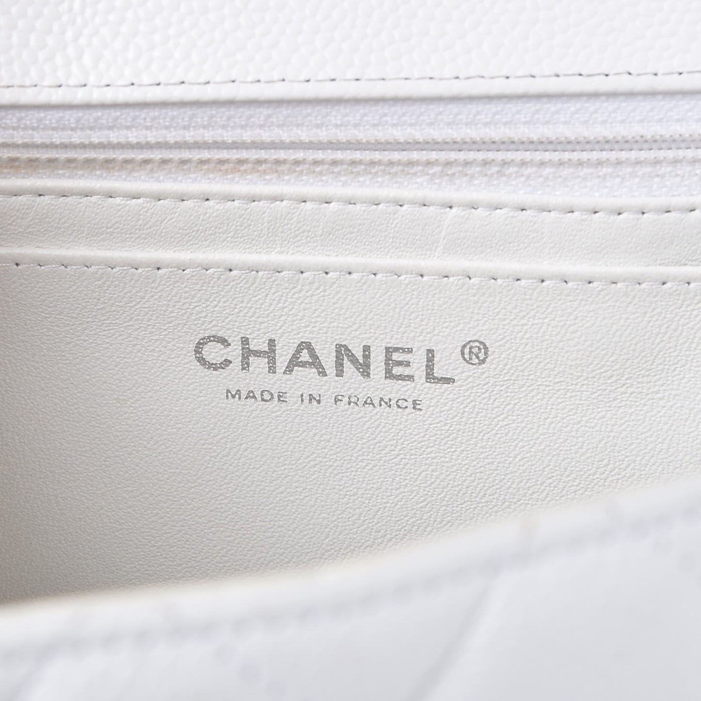 Caviar Maxi Single Flap White