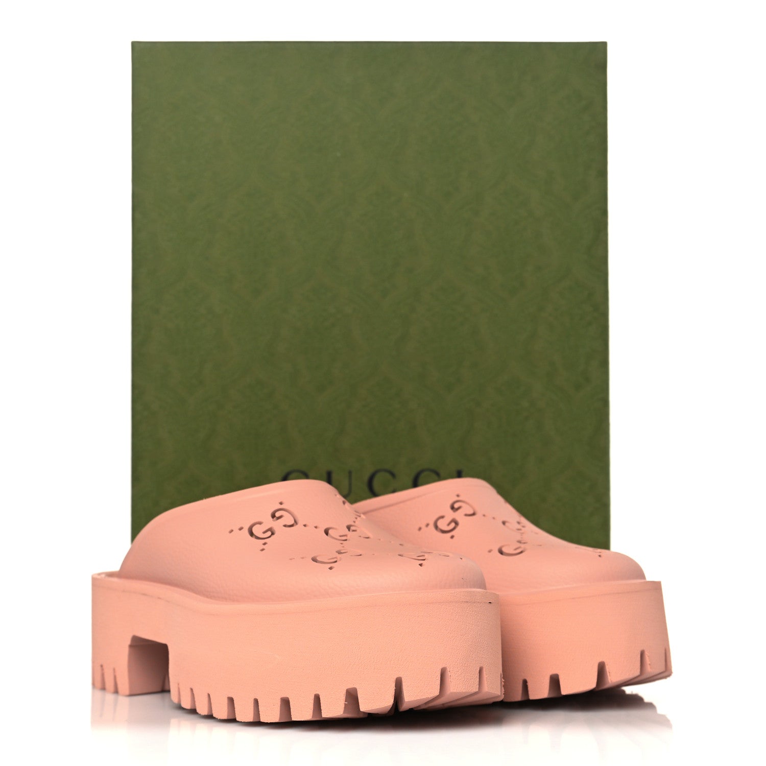 Gucci Rubber GG Monogram Perforated Elea Platform 55mm Lug Sole Sandals 37 Peachy Chic 9 of 9