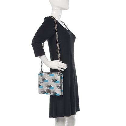Prada Vitello Daino Lip Print Shoulder Bag White Azzurro 2 of 9