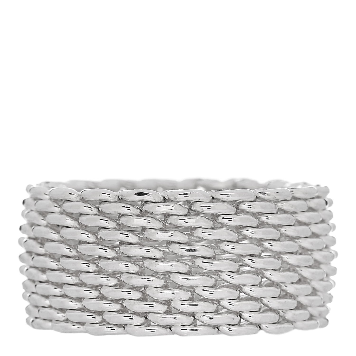 Tiffany Sterling Silver Somerset Mesh Ring 53 6.25 1 of 4