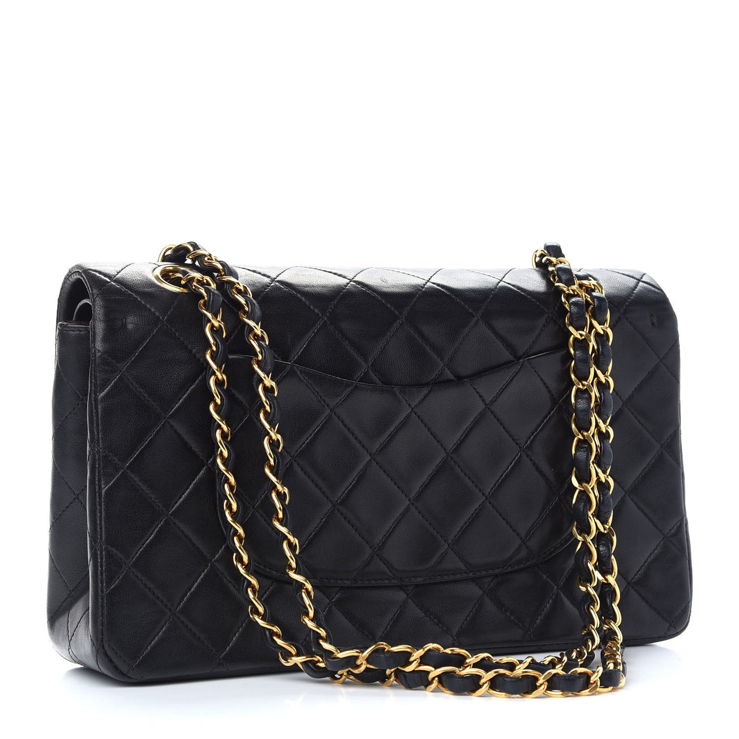 Lambskin Quilted Medium Double Flap Black