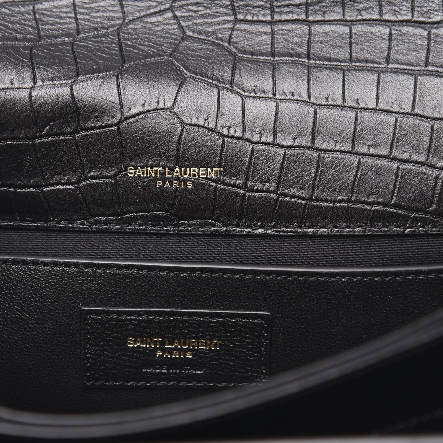 Saint Laurent Calfskin Crocodile Embossed Monogram Medium Sunset Black 6 of 10