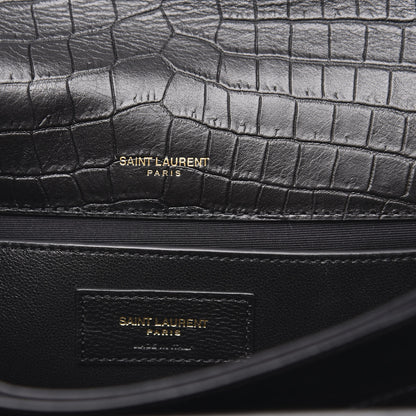 Saint Laurent Calfskin Crocodile Embossed Monogram Medium Sunset Black 6 of 10