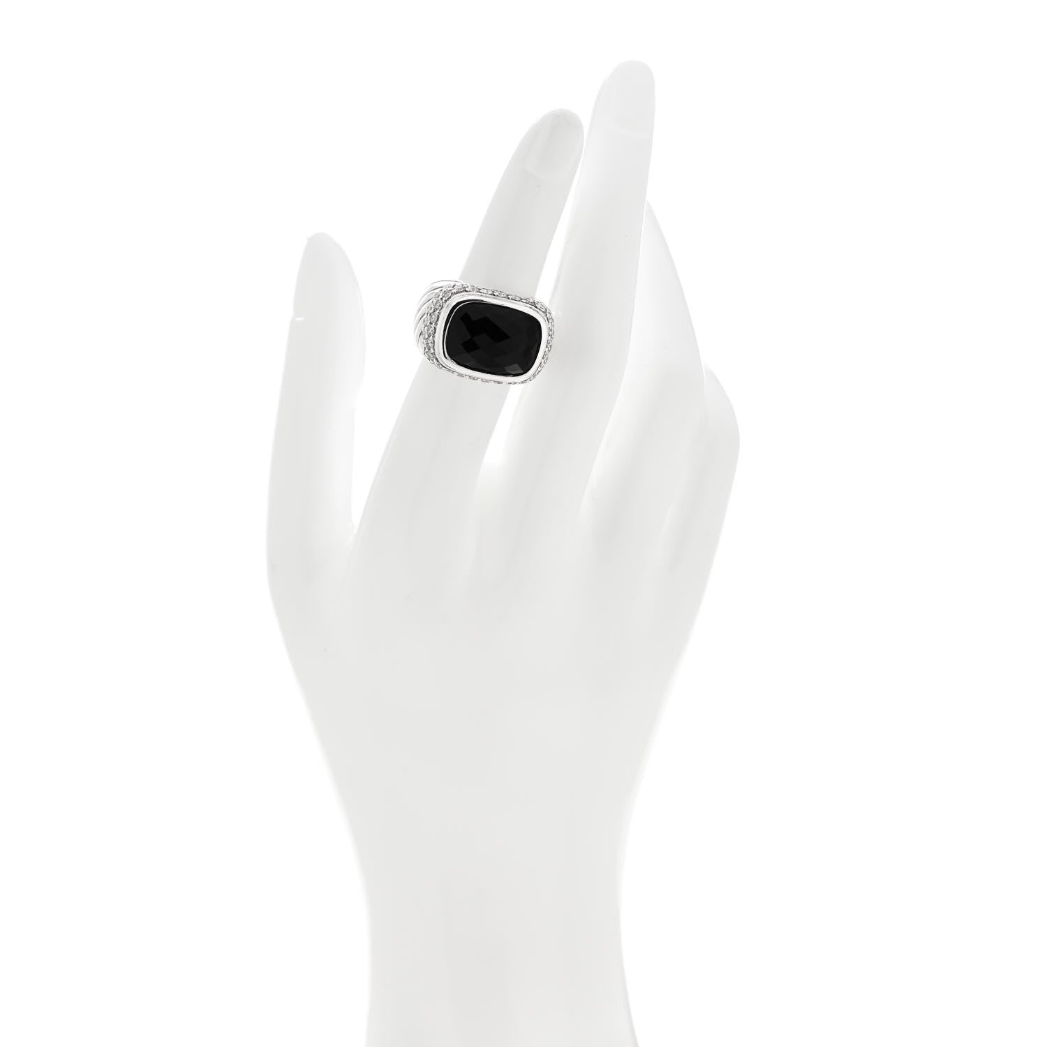 David Yurman Sterling Silver Diamond Black Onyx 16mm Albion Ring 52 6 2 of 6