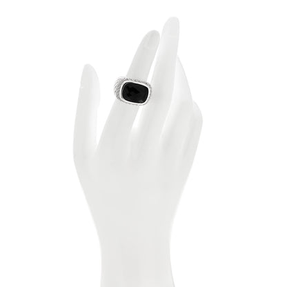 David Yurman Sterling Silver Diamond Black Onyx 16mm Albion Ring 52 6 2 of 6