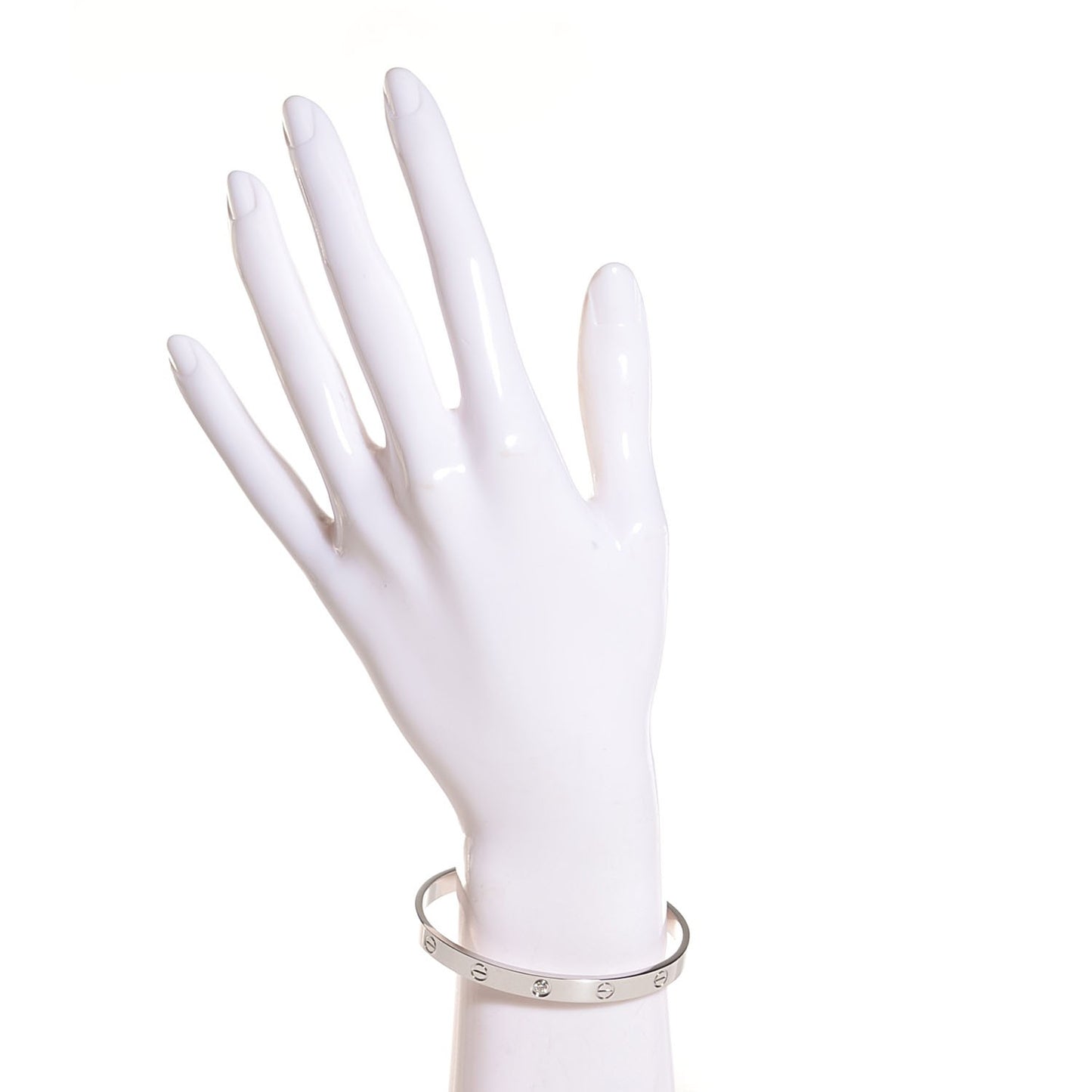 18K White Gold 1 Diamond LOVE Cuff Bracelet 18