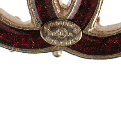 Chanel Enamel CC Earrings Burgundy Gold 4 of 5