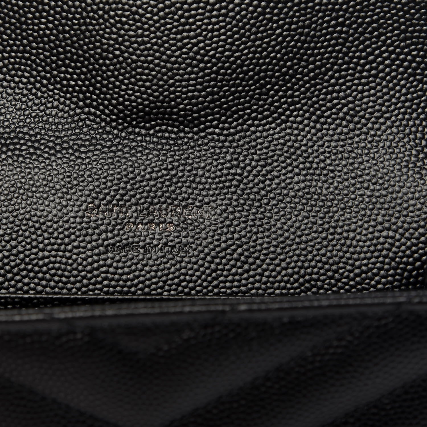 Saint Laurent Grain De Poudre Matelasse Chevron Small Monogram Envelope Wallet Black 6 of 6