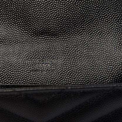 Saint Laurent Grain De Poudre Matelasse Chevron Small Monogram Envelope Wallet Black 6 of 6