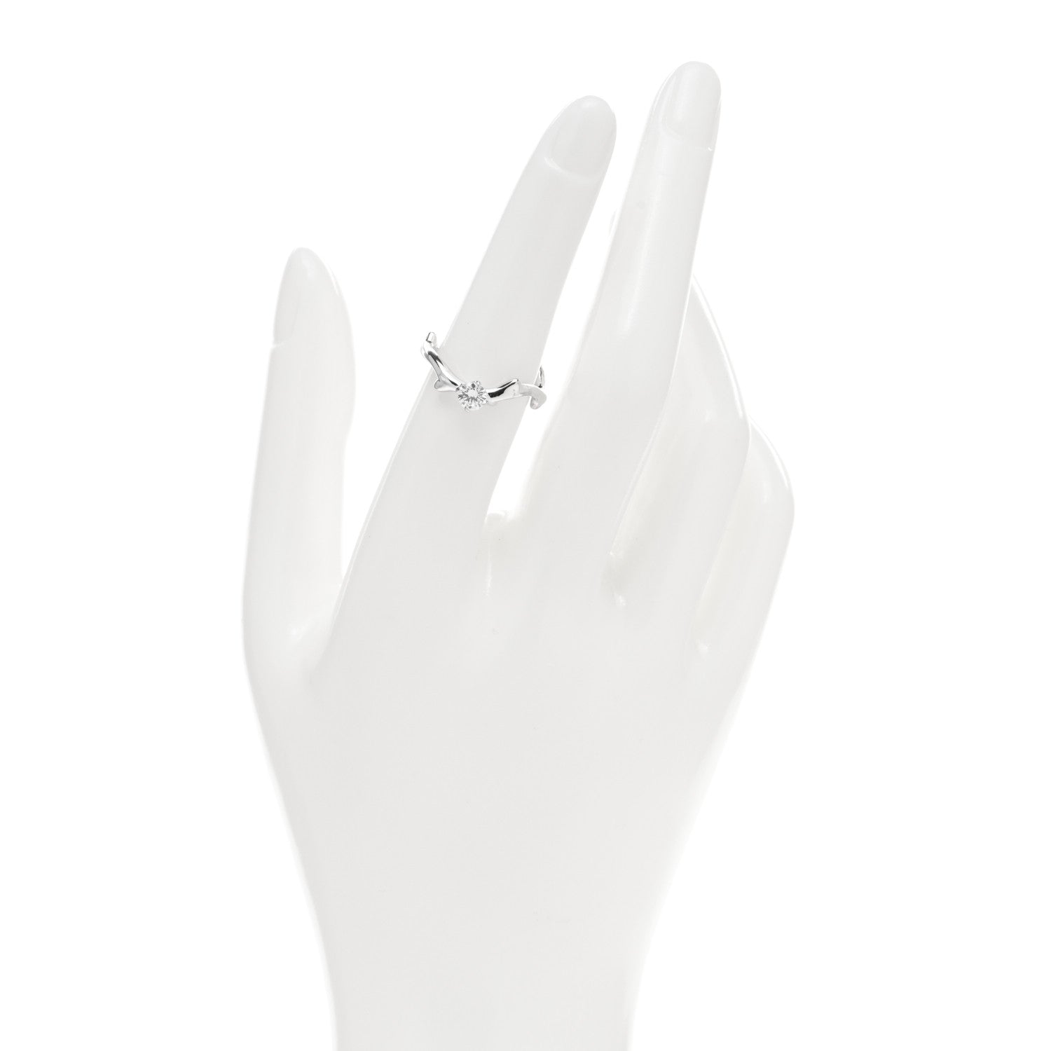 Christian Dior 18K White Gold Diamond .30ct Bois de Rose Solitaire Engagement Ring 51 5.75 2 of 4