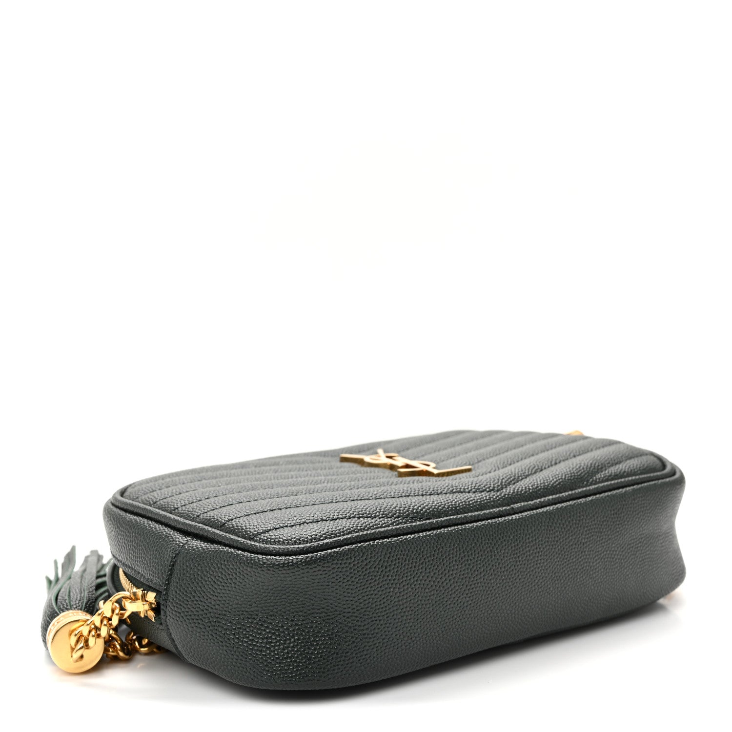 Saint Laurent Grain De Poudre Matelasse Monogram Mini Lou Camera Bag New Vert Fonce 4 of 9