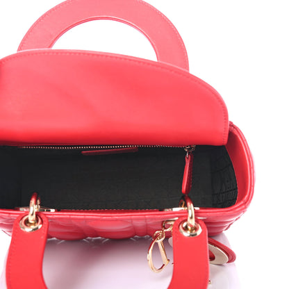 Christian Dior Lambskin Cannage Small Lucky Badges My Lady Dior Red 4 of 4