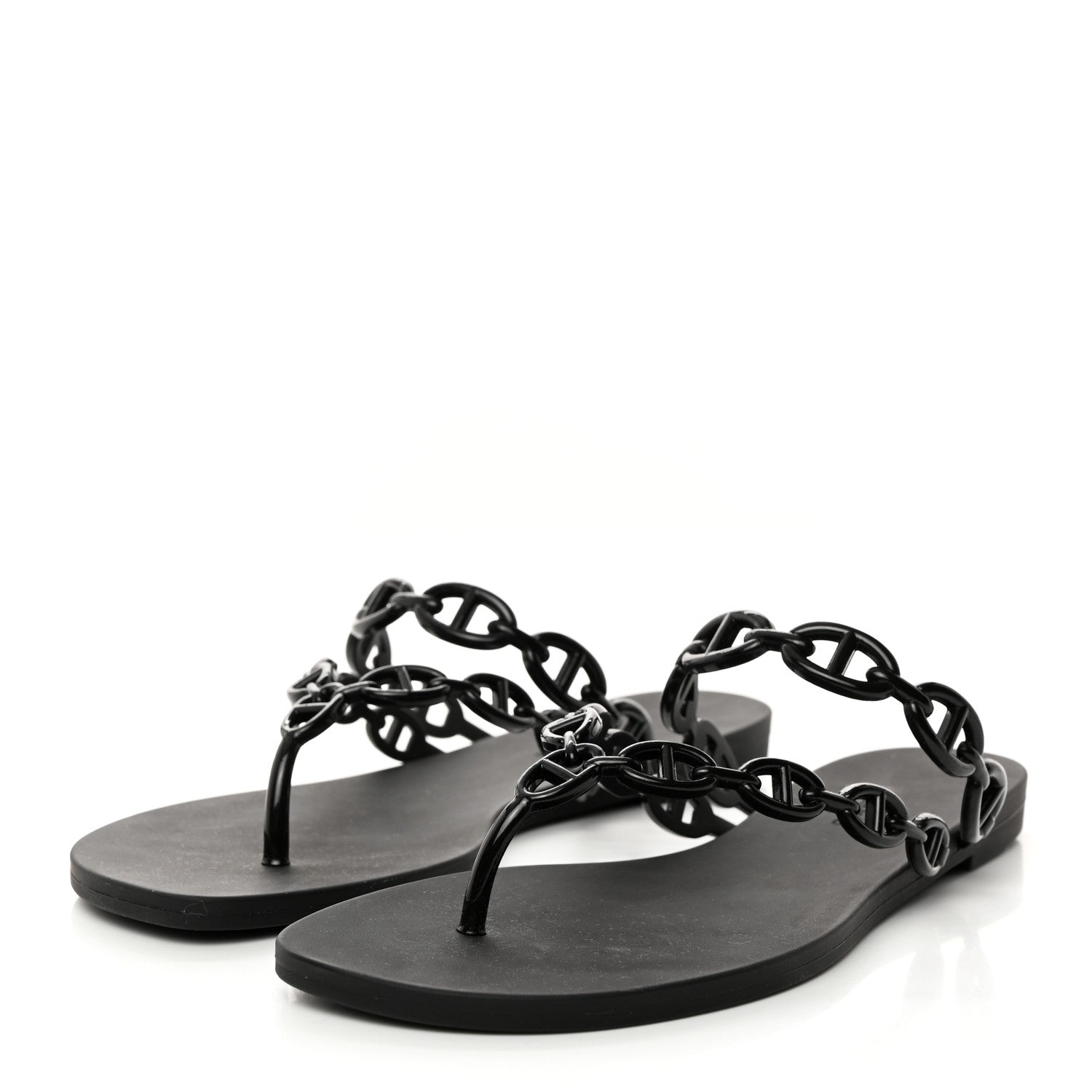 Hermes Rubber Chaine d'Ancre Island Sandals 40 Black 3 of 8