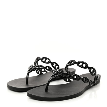 Hermes Rubber Chaine d'Ancre Island Sandals 40 Black 3 of 8