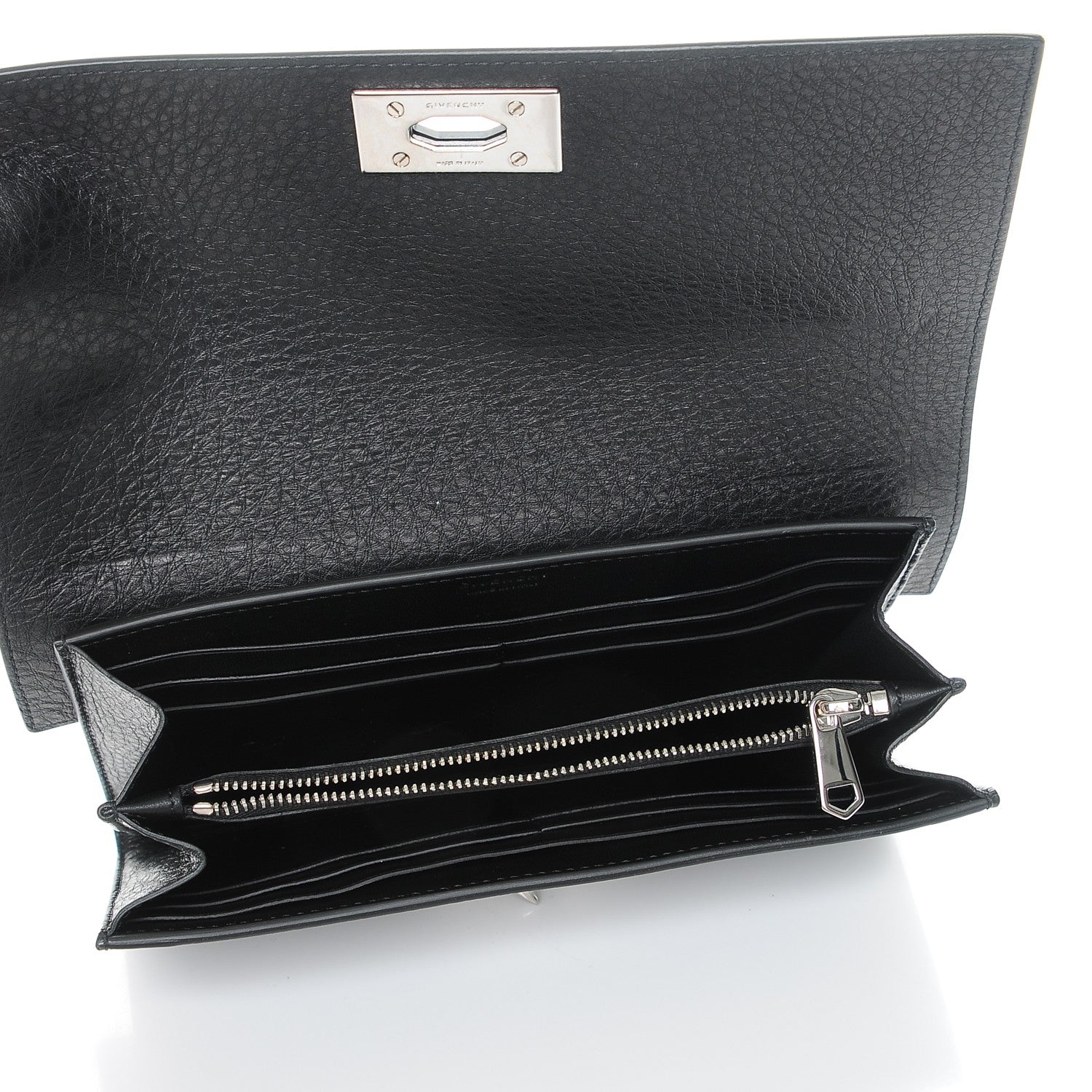 Givenchy Grained Calfskin Shark Lock Long Flap Wallet Black 5 of 7