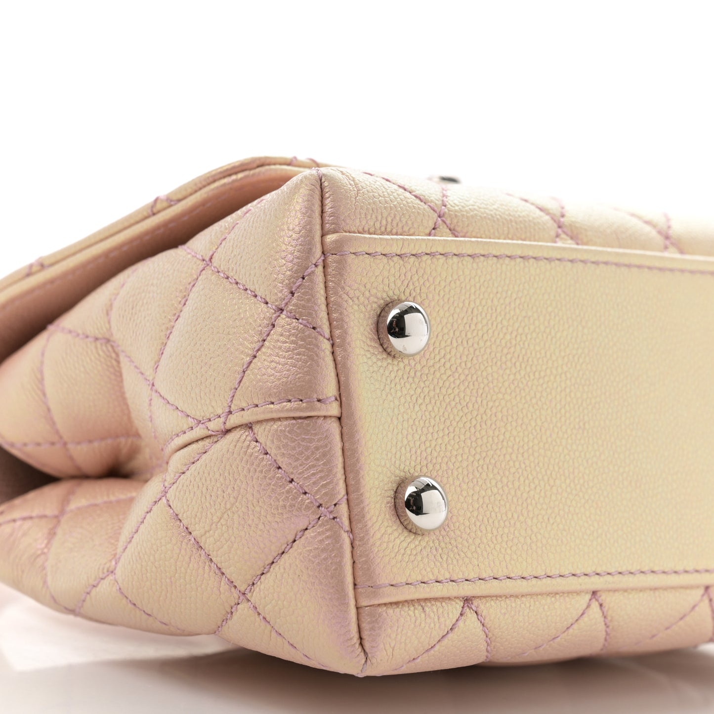 Iridescent Caviar Quilted Extra Mini Coco Handle Flap Light Pink