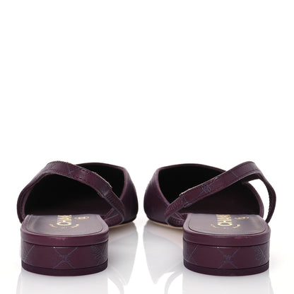 Chanel Lambskin Patent Cap Toe CC Slingback Flats 37.5 Burgundy Black 5 of 10