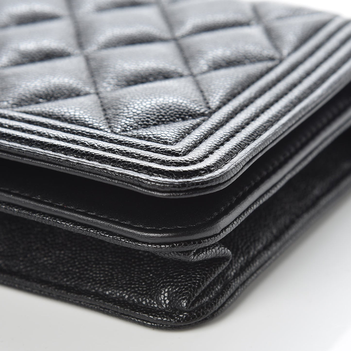 Caviar Quilted Boy Wallet On Chain WOC Black