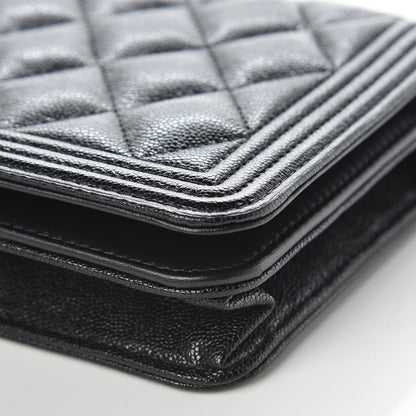 Chanel Caviar Quilted Boy Wallet On Chain WOC Black 10 of 11