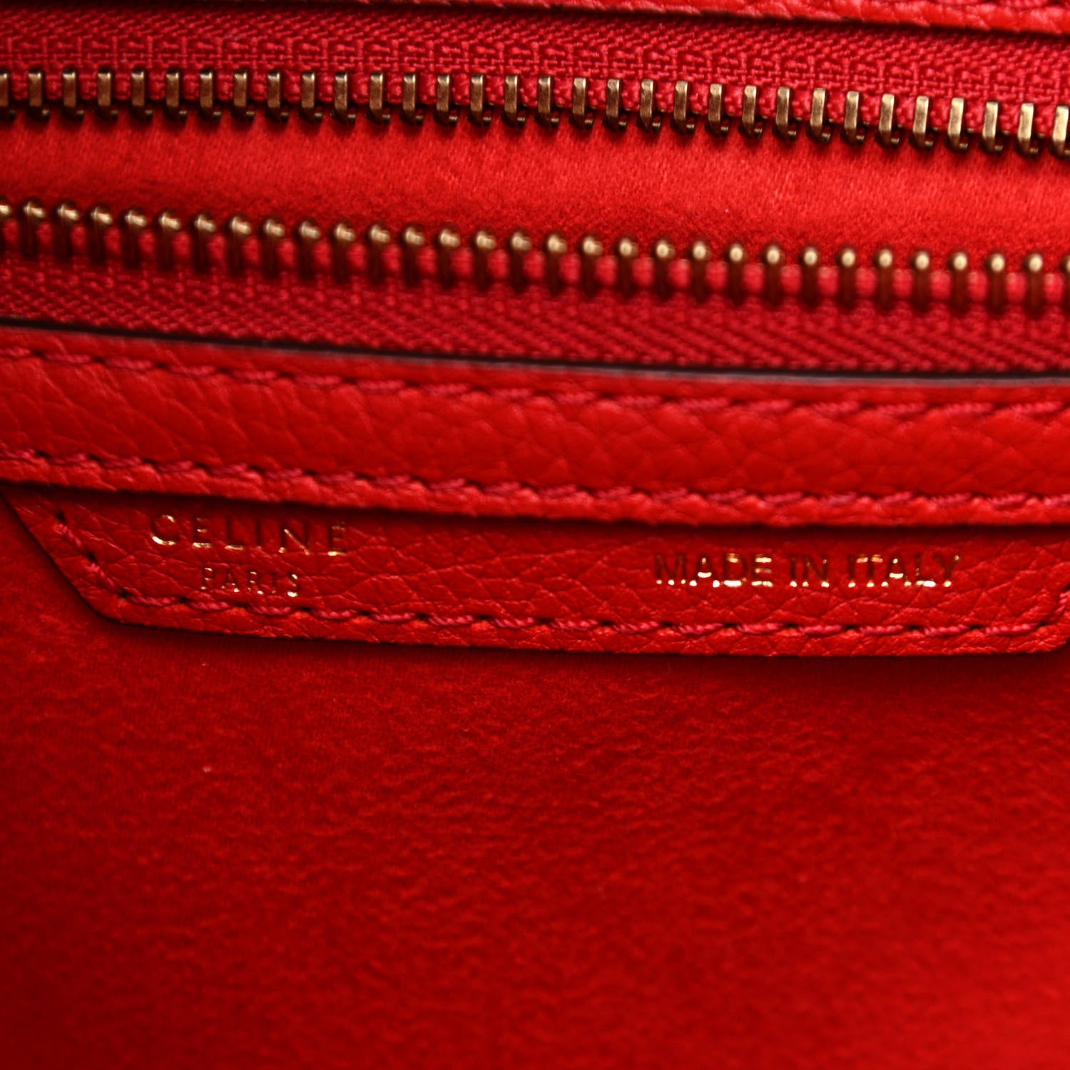 Celine Drummed Calfskin Micro Luggage Coquelicot 6 of 9