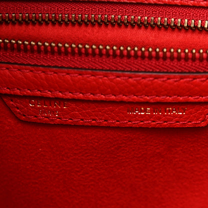 Celine Drummed Calfskin Micro Luggage Coquelicot 6 of 9