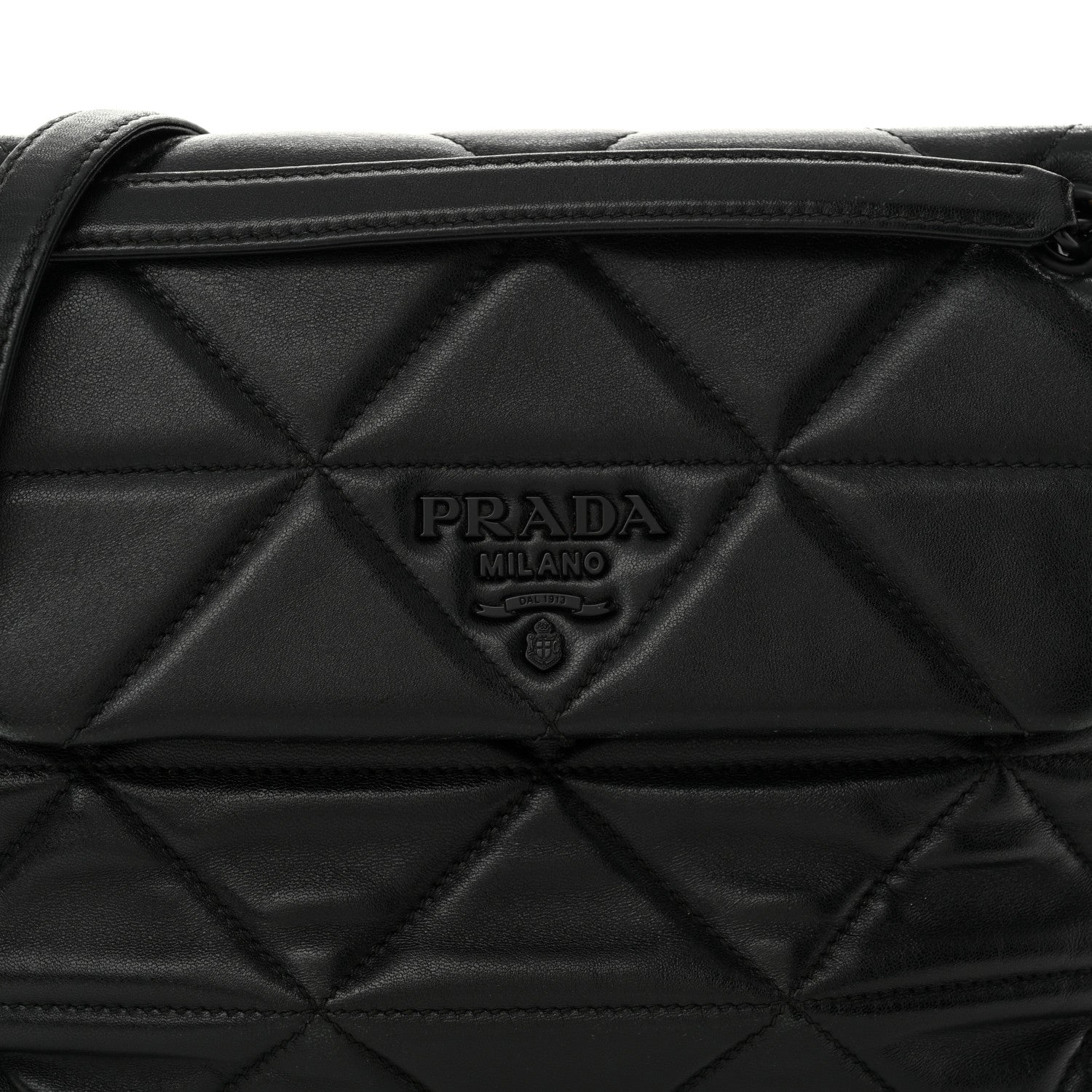 Prada Nappa Triangle Stitched Large Spectrum Bag Black 8 of 12
