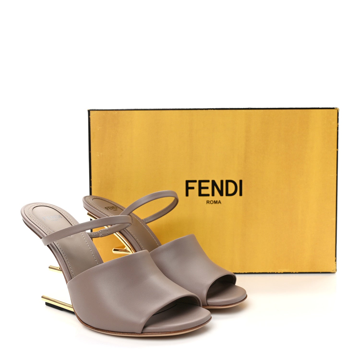 Fendi Vitello Fendi First 95mm Slide Sandals 37.5 Caribou 2 of 7