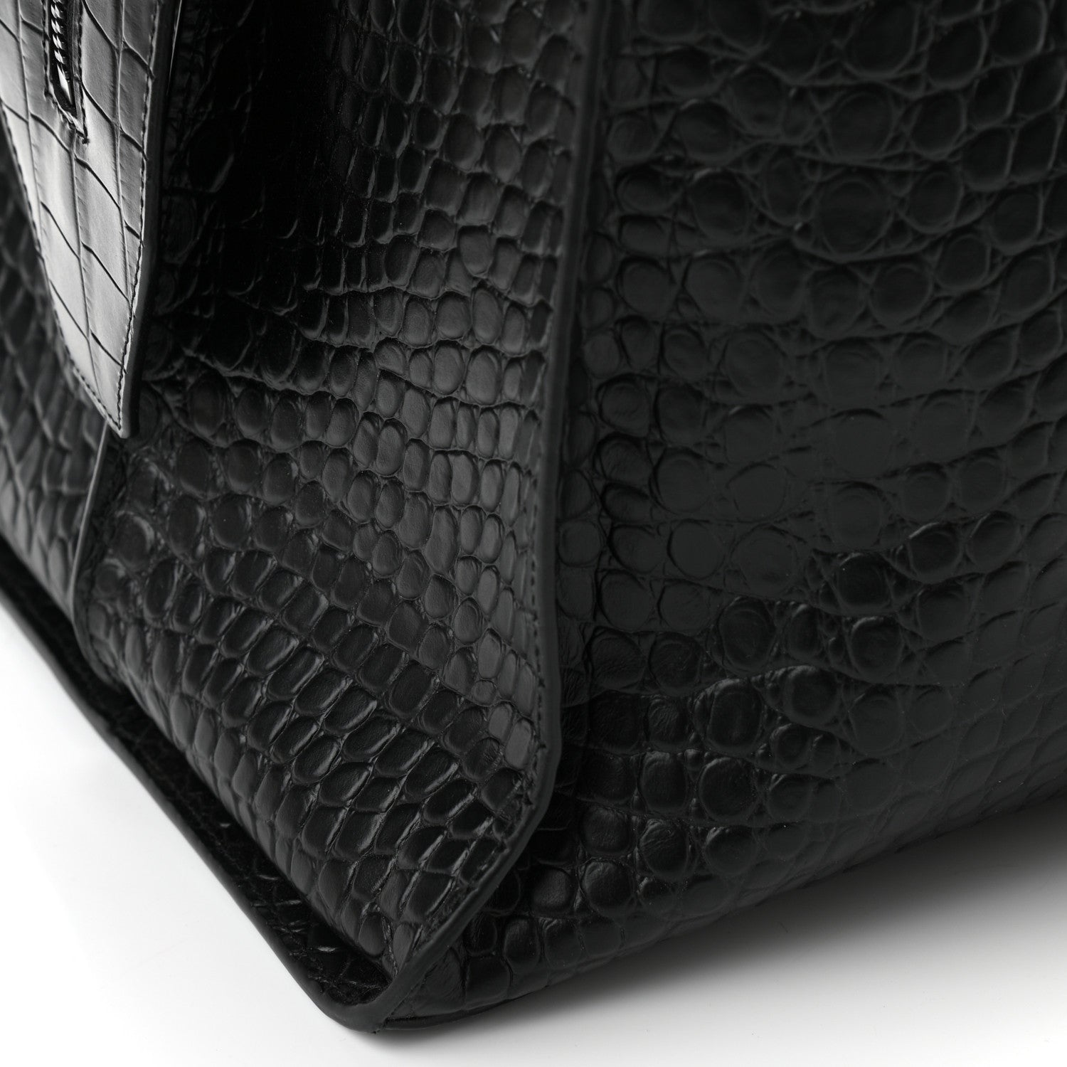 Balenciaga Semi Matte Calfskin Crocodile Embossed Neo Classic Black Hardware Large City Black 10 of 10