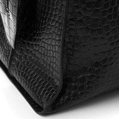 Balenciaga Semi Matte Calfskin Crocodile Embossed Neo Classic Black Hardware Large City Black 10 of 10