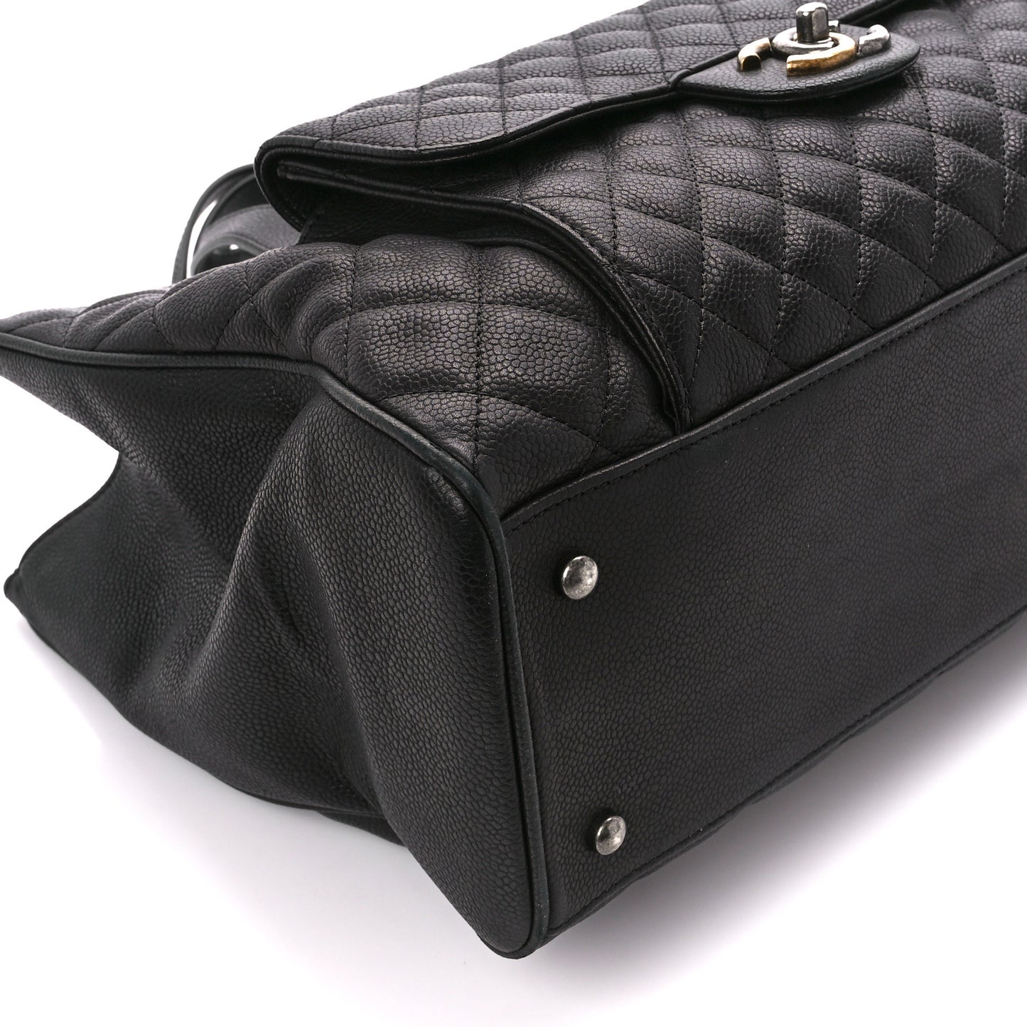 Caviar Quilted Large Casual Pocket Tote Black