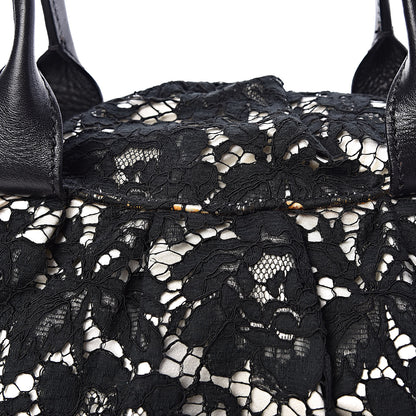 Valentino Garavani Satin Lace Satchel Black 16 of 20