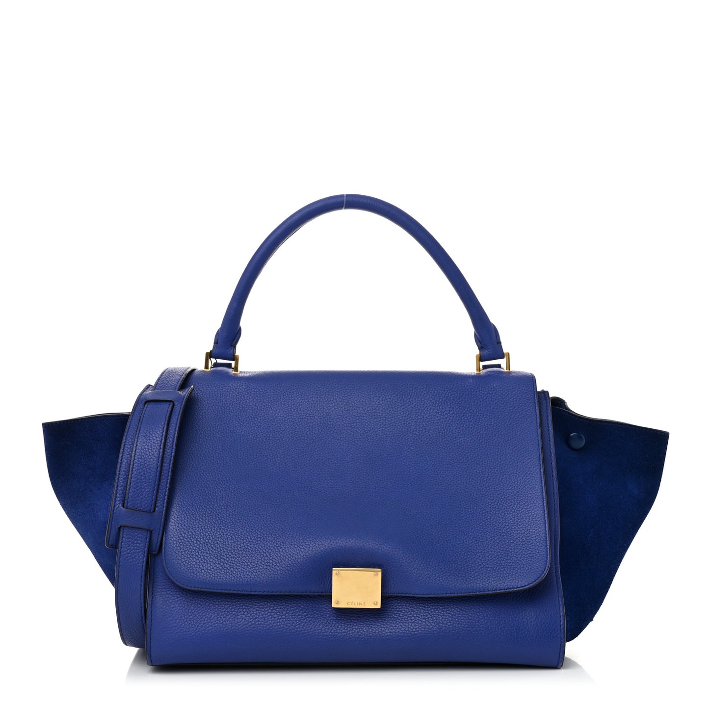 Drummed Calfskin Suede Medium Trapeze Indigo