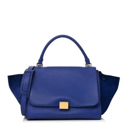 Celine Drummed Calfskin Suede Medium Trapeze Indigo 1 of 12