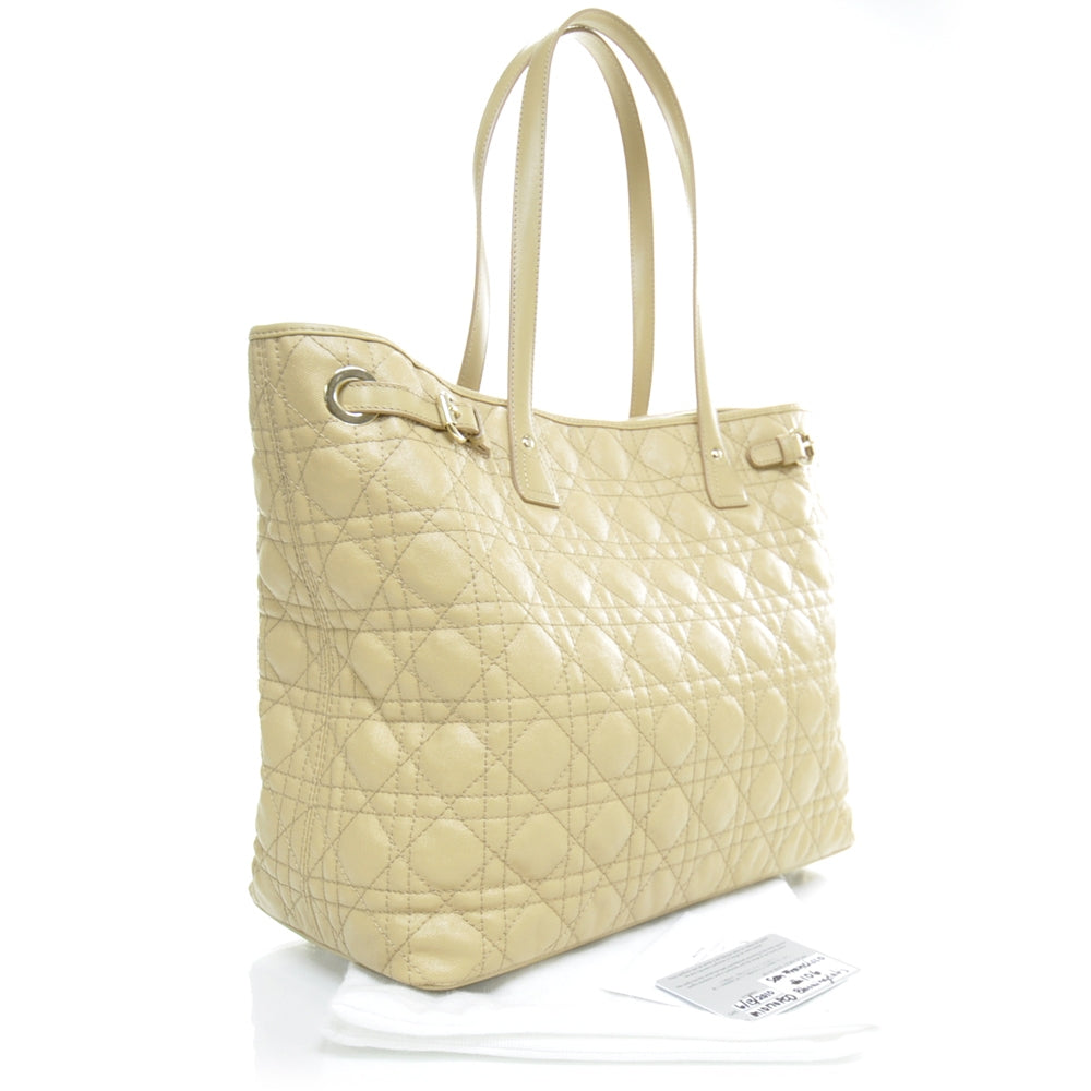Coated Canvas Cannage Medium Panarea Tote Beige