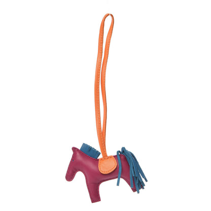 Hermes Milo Lambskin Grigri Rodeo Horse Bag Charm PM Tosca Bleu Izmir Orange 1 of 4