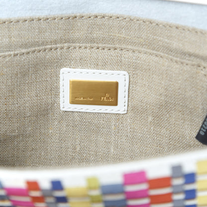 Fendi Fabric Calfskin Woven Crossbody White Multicolor 6 of 12