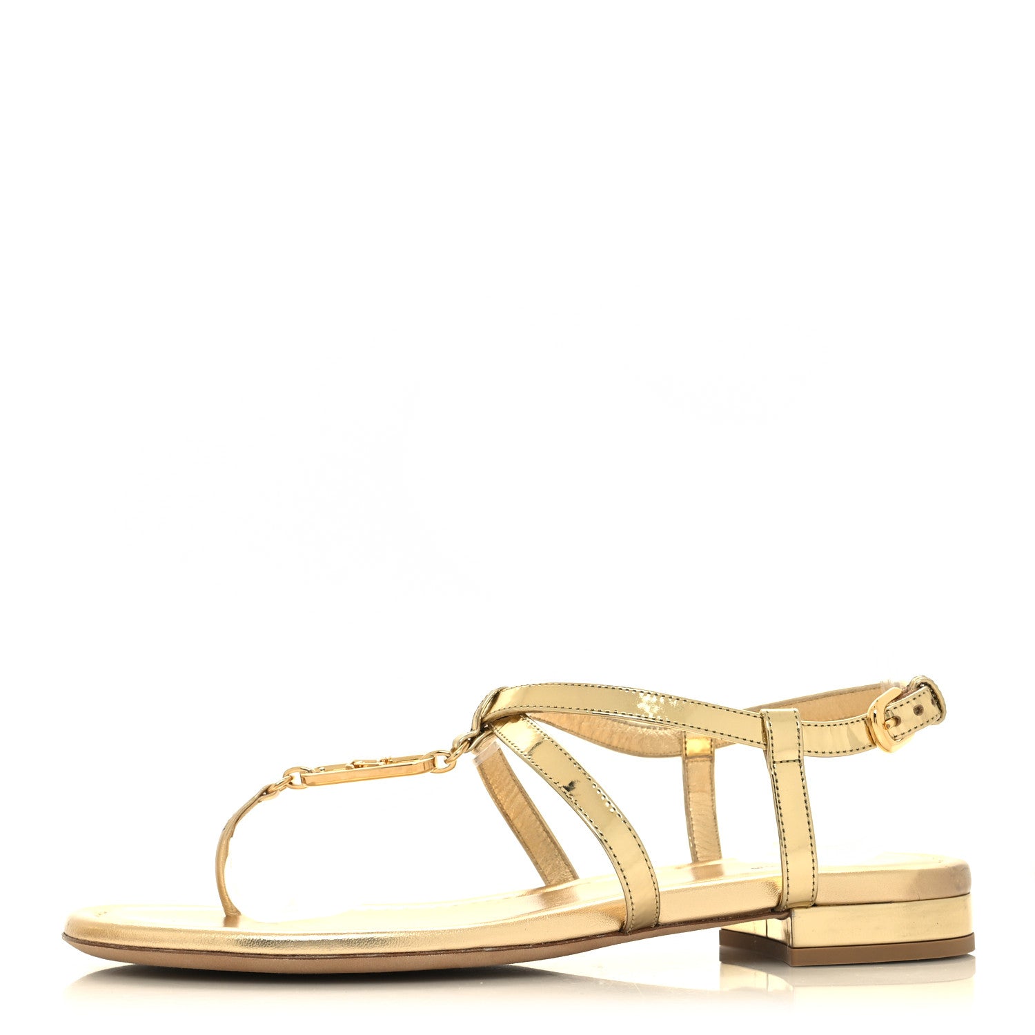 Louis Vuitton Metallic Calfskin Dita Flat Sandal 39.5 Gold 1 of 8